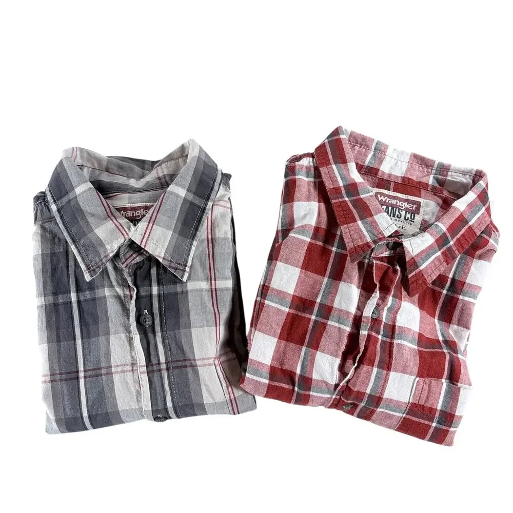 2 Wrangler Jeans Co, Plaid Long Sleeve Shirts - Men's Sz‎ L